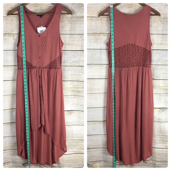 Mine Salmon Colored Button Dress Size Med - Picture 4 of 8